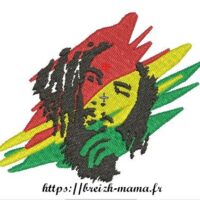 Motif broderie Bob Marley