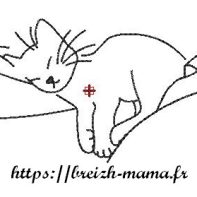 Motif broderie chat redwork