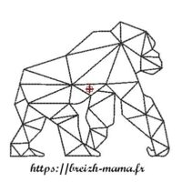 Motif broderie gorille polygone