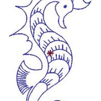 Motif broderie Paysage Hippocampe Redwork