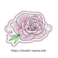 Motif broderie barrette Rose ITH