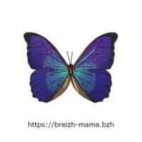 Motif broderie Papillon Morpho Bleu