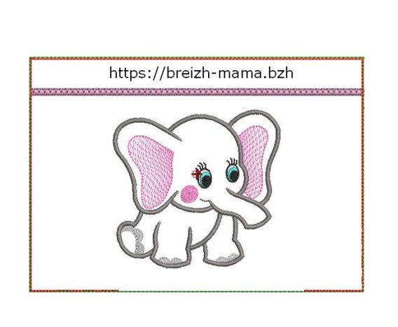 Motif broderie trousse ITH elephant