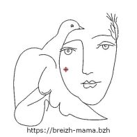 Motif broderie visage abstrait Redwork