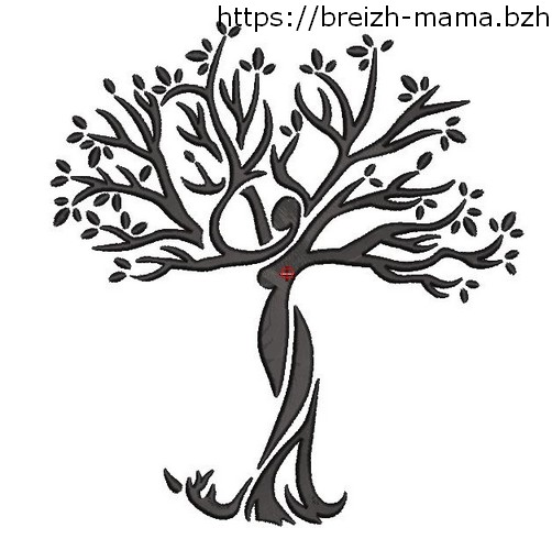 Motif broderie femme arbre
