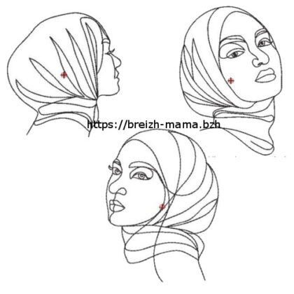 Motif broderie trio femme musulmane