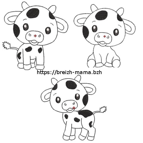Motif broderie trio vache