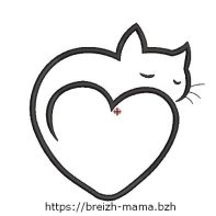 Motif broderie Chat Coeur