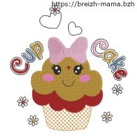 Motif broderie cupcake