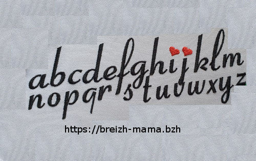 Motif broderie alphabet coeur- Minuscules