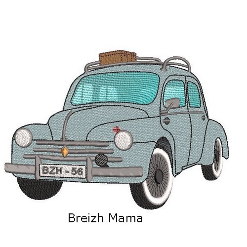 Motif broderie Voiture Renault 4CV