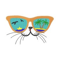 Motif broderie Chat Lunettes