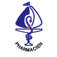 Motif broderie caducee pharmacien.