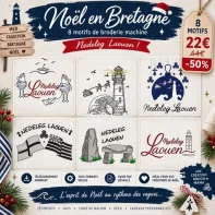 LOT 8 MOTIFS Broderie Machine NOËL EN BRETAGNE - Nedeleg Laouen
