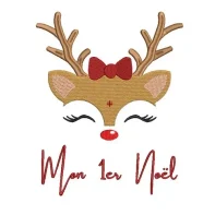 Motif broderie Mon 1er Noël personnalisé - Rennes fille