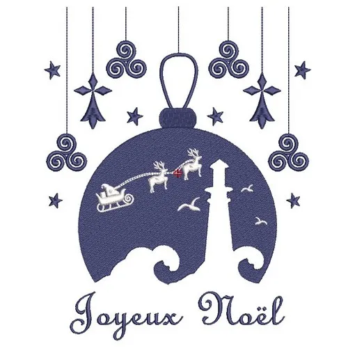 đ LOT 8 MOTIFS Broderie Machine NOĂL EN BRETAGNE - Nedeleg Laouen 9 Motif broderie boule de Noel