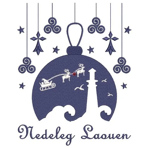 đ LOT 8 MOTIFS Broderie Machine NOĂL EN BRETAGNE - Nedeleg Laouen 8 Motif broderie boule de Noel
