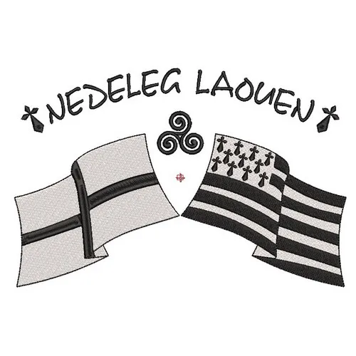 đ LOT 8 MOTIFS Broderie Machine NOĂL EN BRETAGNE - Nedeleg Laouen 11 Motif broderie Nedeleg Laouen - Drapeaux Bretons