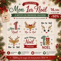 Lot Motif broderie Mon 1er Noël