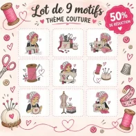Lot de 9 motif broderie couture