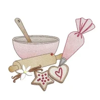 Motif broderie Biscuits & accessoire cuisine