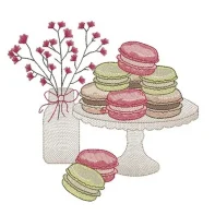 Motif broderie Macarons sur plateau