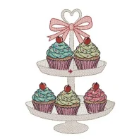 Motif broderie Muffins sur plateau