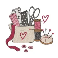 Motif broderie panier à couture